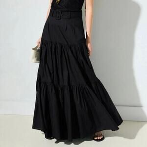 Hutch Teigan black tiered maxi Skirt XL